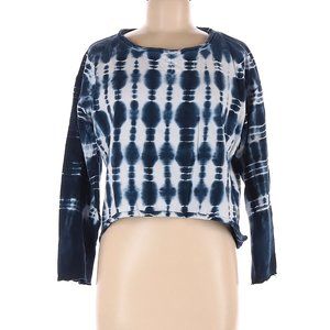 Vicinity Boho Navy Blue Tie Dye Sweatshirt Hi Low Raw Hem